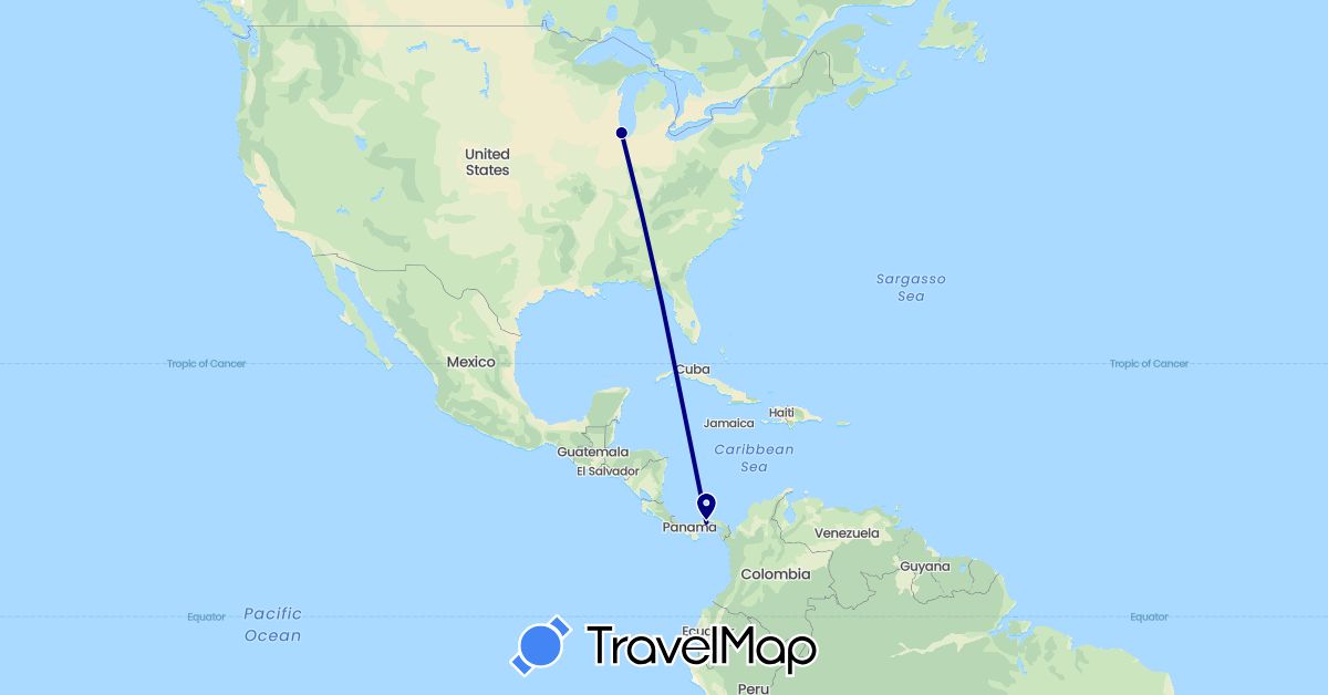 TravelMap itinerary: driving in Panama, United States (North America)